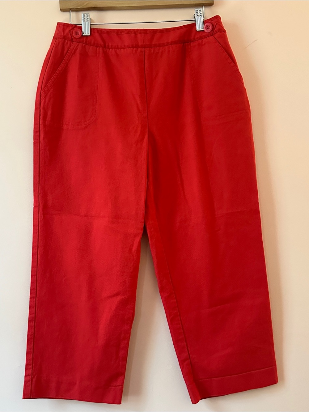 Talbots Heritage Poppy Red Cotton Stretch Cropped Pants Size 10